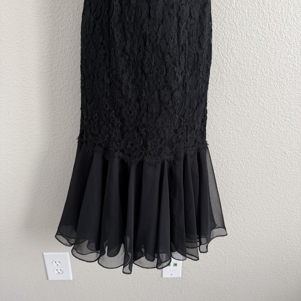 Vintage Casadei Dress 1980s Lace Bodycon Midi Flutter Sleeve Lined READ Cocktail - Picture 8 of 14